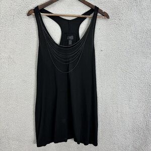 Banana Republic mongram tank top womens XL black racerback chains biker nwt‎